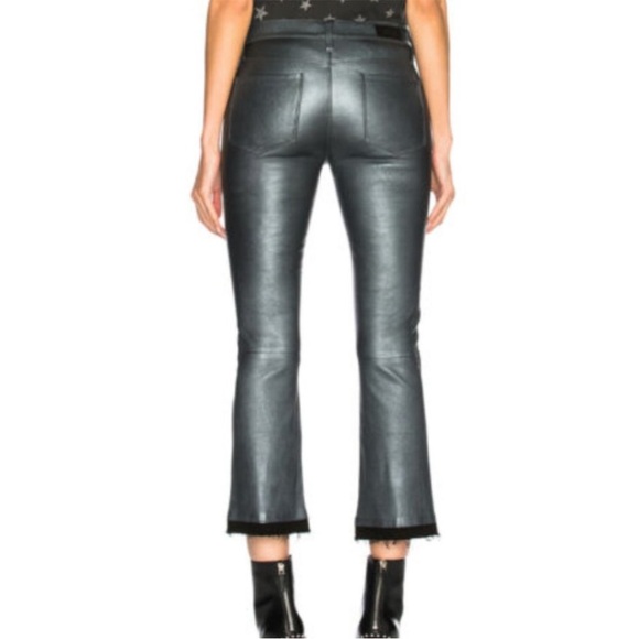 💥2026 SALE 💥💥NWOT RtA Authentic Lamb Leather Metallic Cropped Pants Jeans sz 26 - Picture 4 of 7